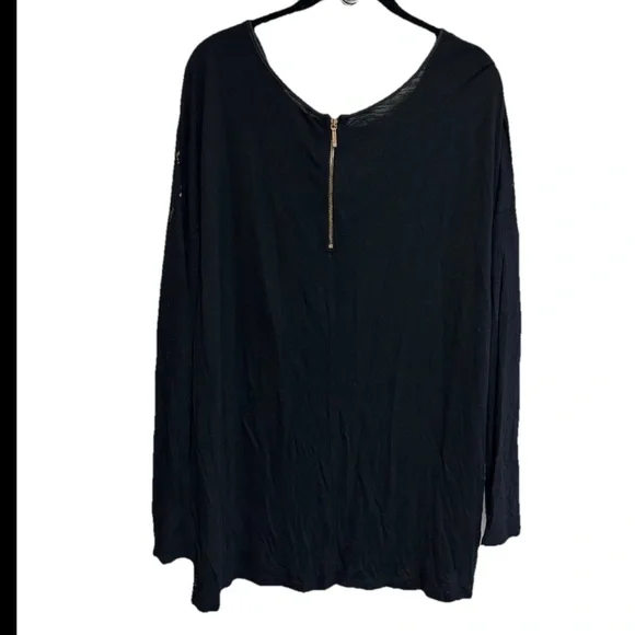 Lane Bryant Shirt Tunic Top Size 18/20 Black Round Neck Back Zip - Picture 3 of 5